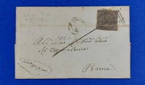 1859 Italy, Cover to Rome + Papal States 3 BAJ, SG15+ RARE ALATRI Handstamp - Picture 1 of 4