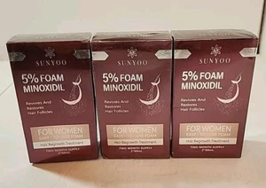 3 TWIN PACKS Sunyoo 5% Minoxidil Foam Thicker Fuller Hair Growth Treatment 60ml - Picture 1 of 4