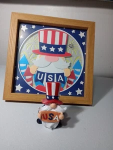 Uncle Sam Wichtel 4. Juli 3D Shadow Box Deko & Statue Unabhängigkeitstag - Bild 1 von 7