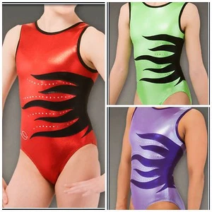 NWT Dreamlight Foil Mystique Rhinestones Flames Competition Gymnastics Leotard - Picture 1 of 3