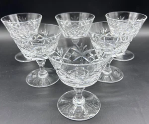 6 Webb Corbett 1950s WEC11 Clear Cut Glass Coupe Champagne Sherbert Set - Picture 1 of 11