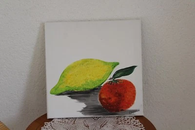 Bild Küchenbild Zitrone Orange 30 x 30 handgemalt Abverkauf Sonderpreis - Bild 1 von 4