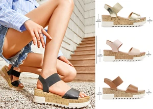 Women Ankle Strap Open Toe Platform Casual Wedge Sandals Comfortable Dress Shoes - Picture 1 of 20