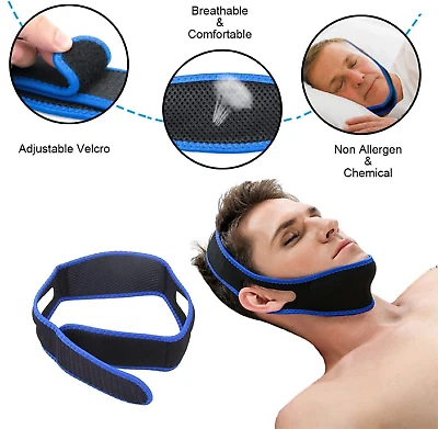 Anti Snore Strap Jaw Device To Stop Snoring Better Sleep Solution Chin Support - image 1 of 4