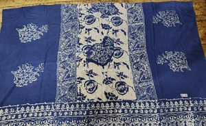 LG Batik KAHYANGAN Made in Indonesia Indigo Blue Shawl/Wrap Rayon Tags 45 x 65" - Picture 1 of 6
