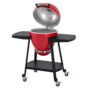 Sunjoy 20IN Egg-shaped Grill with Pizza Plate, Red - Picture 1 of 12
