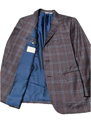 SAMUELSOHN 1923 - 42R - Dark Purple Plaid Super 130’s Wool Sport Coat Blazer - Image 1 of 4