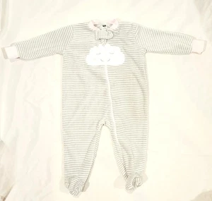 New Hudson Baby Pink Gray White Striped Cloud 6-9 Months Sleeper - NWOT - Picture 1 of 2
