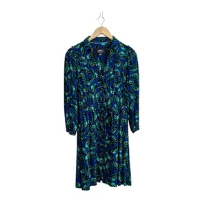 Anthropologie Maeve Pippa Shirtkleid S blau grün Schmetterling Viskose - Bild 1 von 10