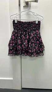 Flowers by Zoe girls Black and Pink Floral Ruffle Skirt size medium - Picture 1 of 4