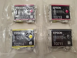 4x ORIGINAL EPSON 1x T0711, 2x T0713 1x T0714 CHEETAH NEU Vakuumversiegelte Tinten - Bild 1 von 7