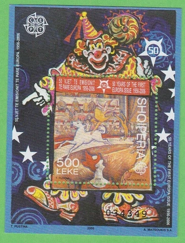 2006 CIRCUS CLOWN STAMP SOUVENIR STAMP SHEET ALBANIA HORSE UNUSED POSTAGE MNH Cover