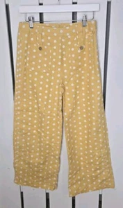 Eligo Yellow Polka Dot Wide Leg Girls' Pants Linen Stretch Trousers Size 13-14 - Picture 1 of 10