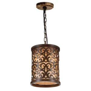 CWI Lighting Pendant Lights Nicole 1 Light Drum Shade Mini W/Brushed Chocolate - Picture 1 of 7