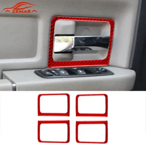 4x Pegatinas rojas de fibra de carbono para marco de manija de puerta para Dodge RAM 1500 2009-2012 - Imagen 1 de 18