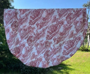 WILLIAMS - SONOMA ~ "RED FRENCH PRARIE TOILE" ~ TOVAGLIA ROTONDA IN LINO ~ 70" - Foto 1 di 8