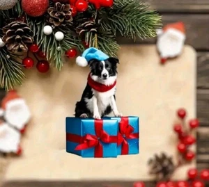 Geschenkanhänger,Weinachten Border Collie Anhänger,weinachthund,weinachten Deko - Bild 1 von 4