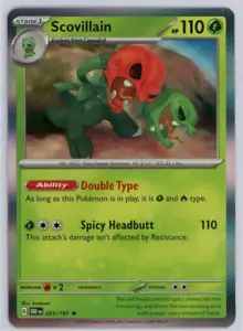 Juego de cartas coleccionables Pokémon Scovillain 025/197 Sv03: Obsidian Flames Holo raro - Imagen 1 de 1