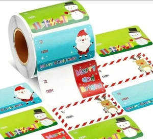 Personalised Christmas Gift Tags Present Sticker Labels Snowman Santa Claus - Picture 1 of 2