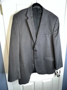 Chaps Mens 46L Gray Pinstripe 100% Wool Sport Coat Suit Jacket Blazer 46 Long - Picture 1 of 20