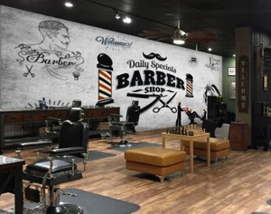 3D Friseursalon 8754NAM Barber Shop Tapete Wandbild Selbstklebend Abnehmbare Fay - Picture 1 of 11