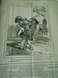Caricature 1877 - Ministre de la guerre Médaille victoire en Asie défaite europe - Imagen 1 de 1