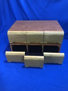 Vintage Faux Wood Cassette Drawers Storage Cabinet Holds 72 Tapes Set Of Two - Picture 1 of 16