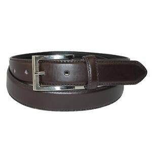 New CTM Men's Leather 1 1/8 Inch Basic Dress Belt with Silver Buckle