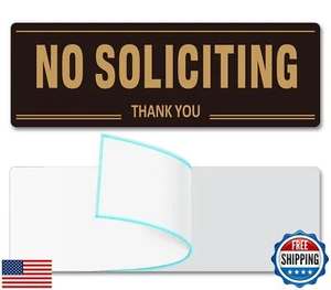 (2 Pack) No Soliciting Sign for House, Metal Self-Adhesive No Soliciting Sign - Picture 1 of 5
