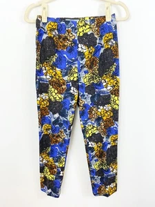 Prada Floral Trouser Pants Size 38 US 2 Multicolored Side Zip Slim - Picture 1 of 9