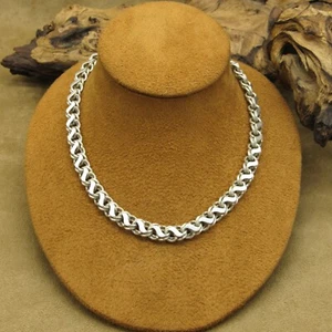 Auffällige Sterling Silber Doppel Gliederkette Halsreif Halskette signiert HSB - Bild 1 von 7