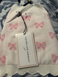 Cupcakes & Cashmere pink and white coquette bow xs dog sweater - Picture 1 of 3