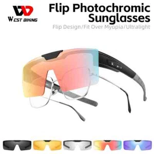 Photochromic Cycling Sunglasses Flip Up Lenses Polarized Glasses Fit Over Myopia - Picture 1 of 37