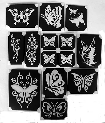 GLITTERTATTOO4YOU 10 diversi stencil per tatuaggio tatuaggio glitter gioielli per il corpo farfalla