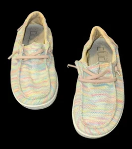 Hey Dude Wendy Sox Pastel Rainbow Neon Stripe Y4 L5 Aurora White Slip On Shoes - Picture 1 of 6