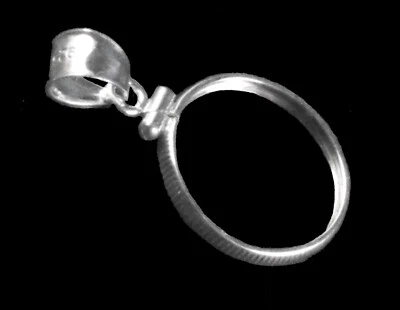 Coin Bezel Mount Frame for U.S. Dime Reeded Edge Sterling Silver Soldered Bail - Image 1 of 2