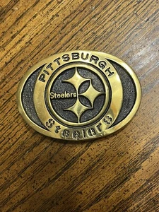 Hebilla de cinturón vintage rara 1981 Heritage Mint LTD Pittsburgh Steelers latón macizo - Imagen 1 de 5