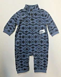 Conjunto de una pieza polar azul marino antiguo para niños talla 3 6 meses azul gris patrón azteca nuevo con etiquetas - Imagen 1 de 4