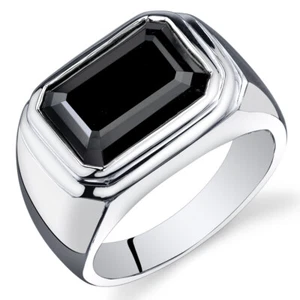 Anillo de plata esterlina de ónix negro corte octágono 7 quilates tallas 8 a 13 - Imagen 1 de 3