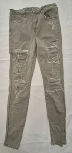 American Eagle Super High Rise Jegging Size 14 31x33.5 Super Long Distressed - Picture 1 of 15