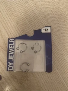 Body Jewelry 3 Pack 16 Gauge Stainless Steel Nose Rings Open Box One Missing - Picture 1 of 5