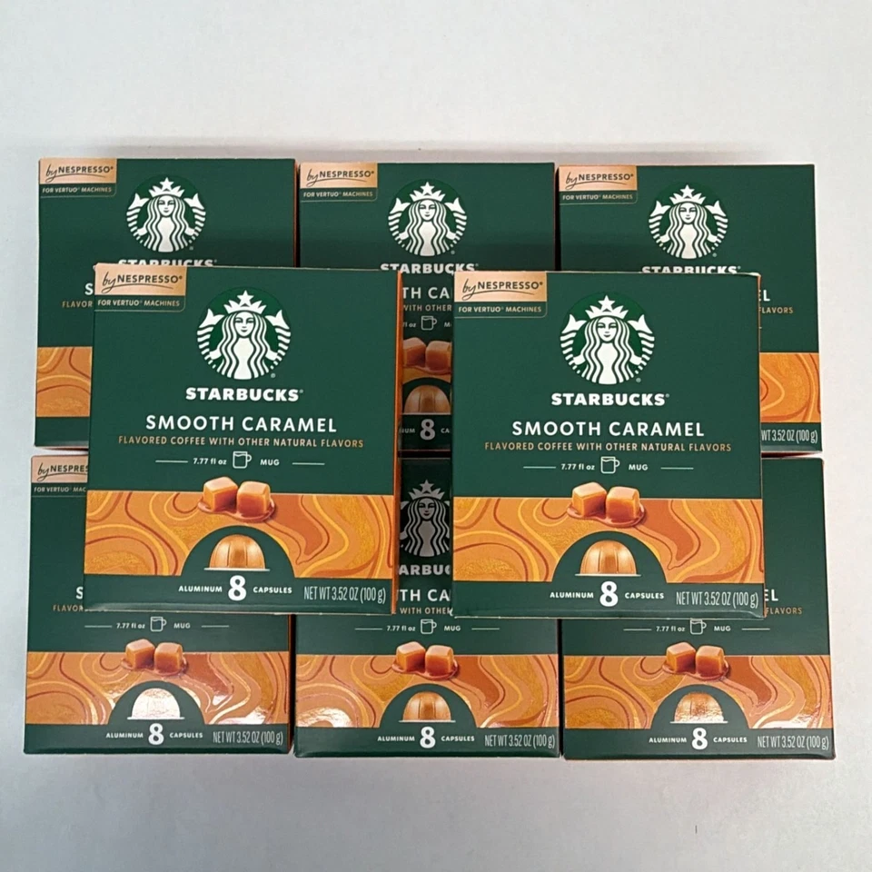 Starbucks Smooth Caramel Flavored Coffee Nespresso Vertuo 32 Capsules 3.52 oz