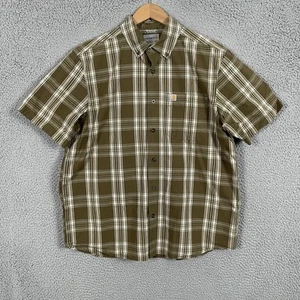 Camisa Carhartt Para Hombres Grande Verde A Cuadros Calce Relajado Abotonada Ropa de Trabajo Informal - Imagen 1 de 12
