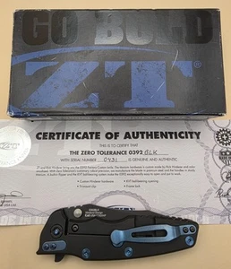Zero Tolerance ZT 0392 BLK CUSTOM 204P Limited Edition Hinderer / ZT Collab BLUE - Picture 1 of 12