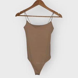 Abercrombie Fitch Seamless Cami Thong Bodysuit XS Brown Soft Girl Y2K Aesthetic - Picture 1 of 6