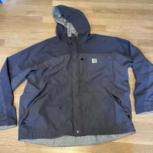 Carhartt Rain Jacket Men's XL Storm Defender Grey Full Zip Hooded Stain* - Picture 1 of 22