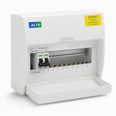 Alto AL6476 11 Way Consumer Unit 100A DP Main Switch Insulated Plastic Fuse Box - Image 1 of 3
