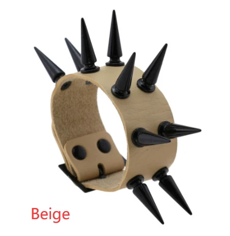 Men's Black Leather Spike Bracelet Adjustable Gothic Rock Wrist Cuff Jewelry Gif - Image 1 of 1
