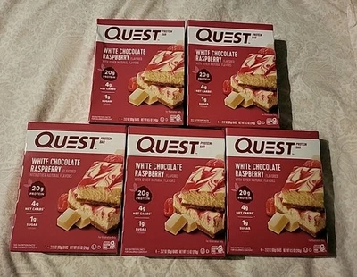 5 Quest Frambuesa Chocolate Blanco (4 Barras Cada una) -exp: 8/26 Foto 1 de 3
