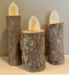 Set Of 3 Handmade Faux Folk Art Candles Country Farmhouse Holidays Rustic - Picture 1 of 5
